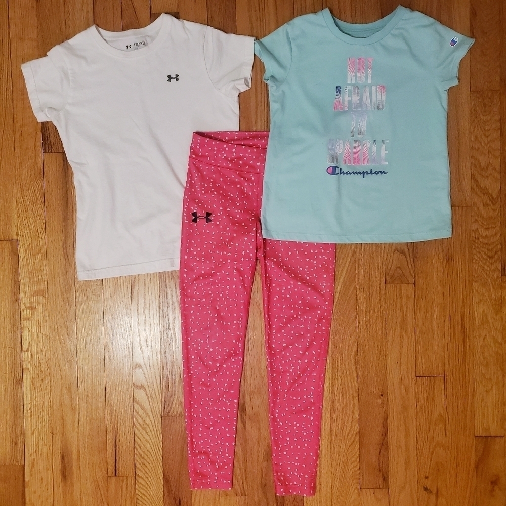 Girls Under Armour & Champion leggings & tees